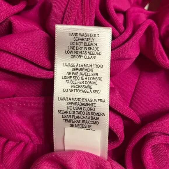 NWT Women's Donna Ricco Ruffle-Hem Sheath Mini Dress Fuchsia Size 14 - Picture 12 of 15